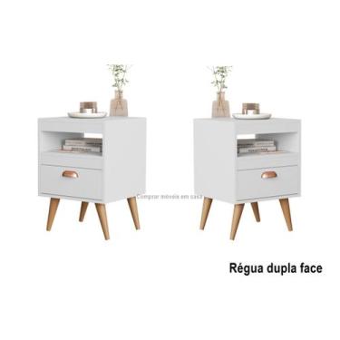 Imagem de Conjunto 2 Mesas de Cabeceira com gaveta Sol cor Branco  / Nature - JM