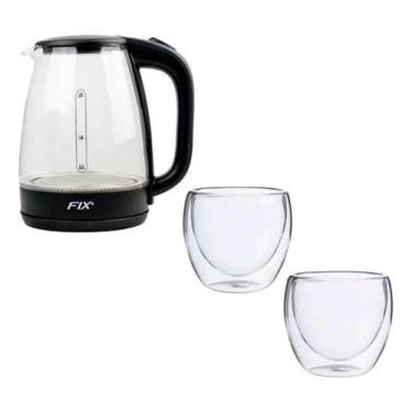 Imagem de Jarra Vidro Elétrica 1,8L + Copo Vidro Duplo 140ml 2p - Kadê