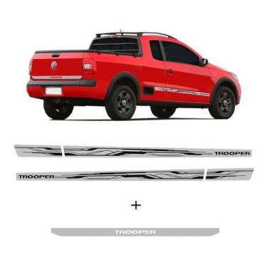 Imagem de Kit Saveiro Trooper 2012 2013 Faixa Traseira E Lateral Prata - SPORTIN