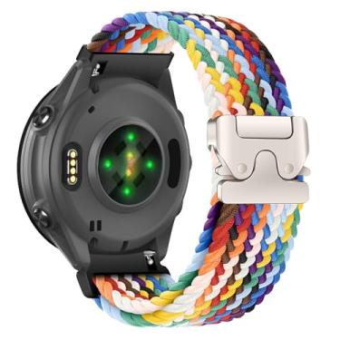 Imagem de Pulseira de relógio trançada de nylon para Garmin Forerunner 570 de 47 mm/Forerunner 265/255, pulseira de fivela segura estilo paraquedas de 22 mm para Garmin Venu 3 de 45 mm/Venu 2/Vivoactive 4