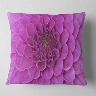 Imagem de Designart Grande Flor Roxa e Pétalas Floral Sala de Estar, Sofá, Almofada de Alta Qualidade + Capa de Almofada Estampada em ambos os lados 40,64 cm x 40,64 cm