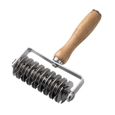 Imagem de Ｂｅｓｇａ Rolo de Corte de Massa Treliça Ferramenta de Cozimento Pega Ergonômica Cozinha Cabo de Madeira Roda de Corte para Biscoitos de Inauguração