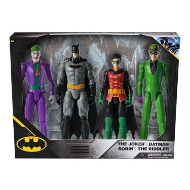 Imagem de 4 Bonecos Batman, Coringa, Charada E Robin De 30Cm - Batman