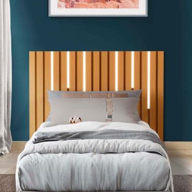 Imagem de Cabeceira Suspensa Ripada Com Led Solteiro Nature Nettie Shop Jm