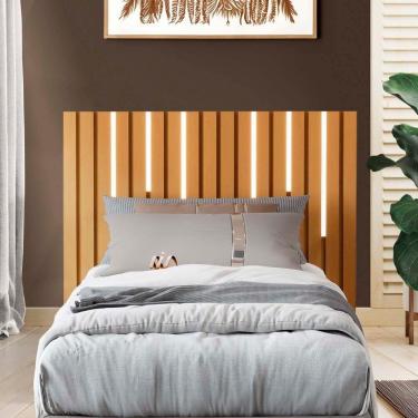 Imagem de Cabeceira Ripada Com Led Solteiro Suspensa Nature Kate Shop Jm