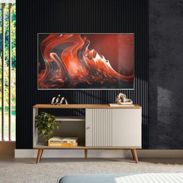 Imagem de Rack Para Sala Tv Até 50 Polegadas Porta De Correr Nature Off White Rhea Shop Jm