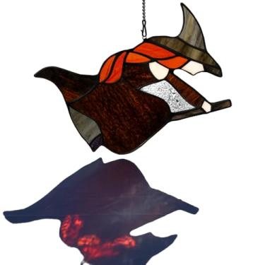 Imagem de LITEPEDIA Decoração de bruxa na vassoura para vitrais, apanhador solar de vitral de bruxa para janela, decoração de Halloween, para festa