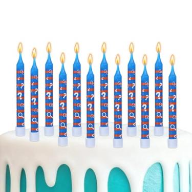 Imagem de 12 Peças Velas de Aniversário Azuis e Laranja, Decorações de Topo Bolo com Tema Desenho Animado para Lembrancinhas Festa Comemoração Meninos e Meninas
