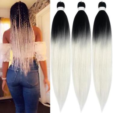 Imagem de Braiding Hair UpRuyo 1B White Ombre pré-esticado, 26 polegadas e 3 pac