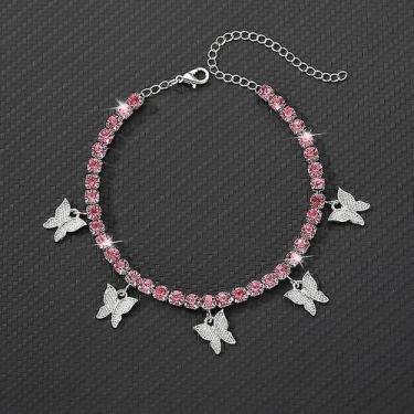 Imagem de Tornozeleiras cristal borboleta pulseira tornozeleira - HUOGUO