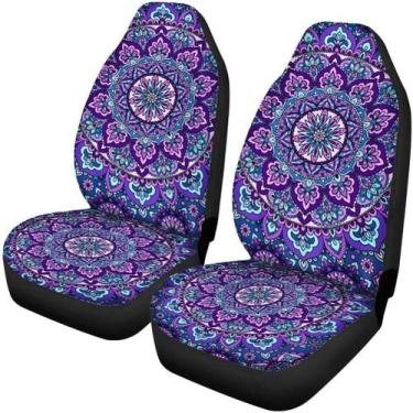 Imagem de Capas de assento de carro INSTANTARTS Mandala Boho Lotus Print Purple