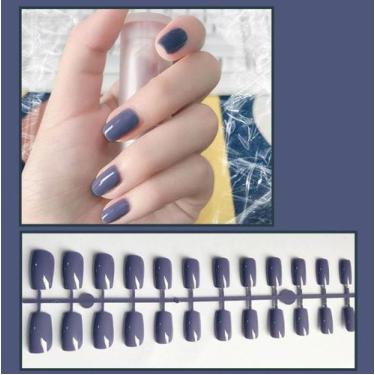 Imagem de Unhas compridas Patch de unhas falsas retangular cor sólida Nail Art 2