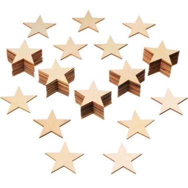 Imagem de Estrelas de madeira, recortes de madeira inacabados, 2 polegadas, 300 