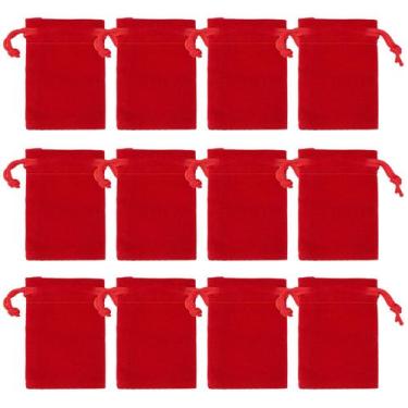 Imagem de Bolsas de joias de tecido de veludo Nydotd Red 7x5,4 cm (100 unidades)