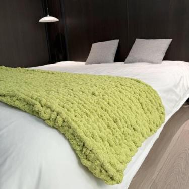 Imagem de Manta Throw MocaDNG Chunky Knit Chenille 100x180cm verde