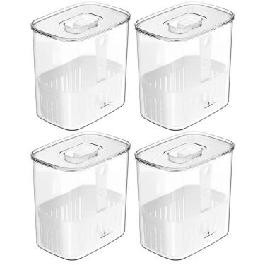 Imagem de 4X Pote Temperos 1,5L Organizador Geladeira Ou Clear Fresh