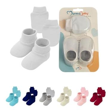 Imagem de Luvas E Meias Pantufa Lisos Bebê Recém-nascido Enxoval Maternidade (Branco)