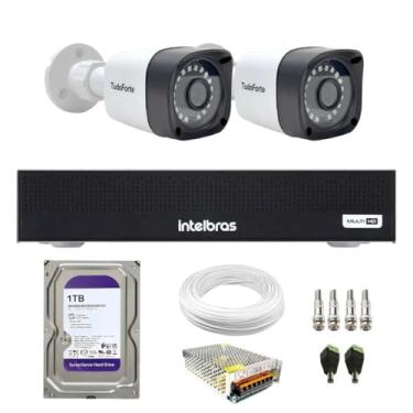 Imagem de Kit 2 Câmeras Tudo Forte TF 2020 B Full HD 1080p Bullet Visão 20M IP66 + DVR Gravador Intelbras MHDX 3104-C 4 Canais + HD 1TB