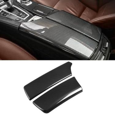Imagem de TTCR-II Compatível com capa de console BMW Série 5 2011-2016, 2 peças de capas de console central para BMW Série 5 F10 F11 520i 528i 530i 535d 535i 550i (instalação adesiva e fibra de carbono não real