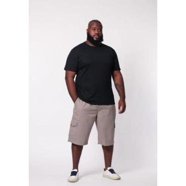 Imagem de Bermuda Masculina Plus Size Sarja Cinza com Elástico - Macaw, Cinza, G