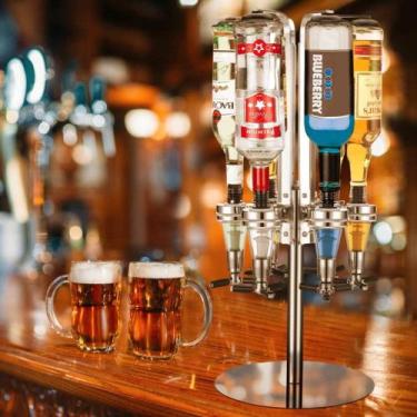 Imagem de Dispenser de Bebidas Profissional Dosador para 6 Garrafas Suporte Gira