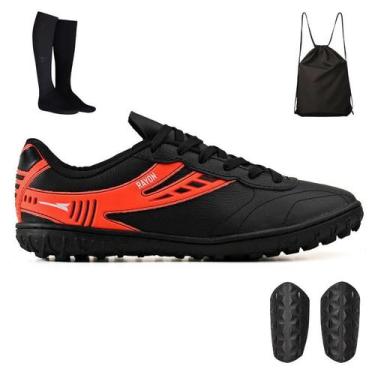 Imagem de Kit de Chuteira Society + Mochila + Meião + Caneleira - Light, Preto, 