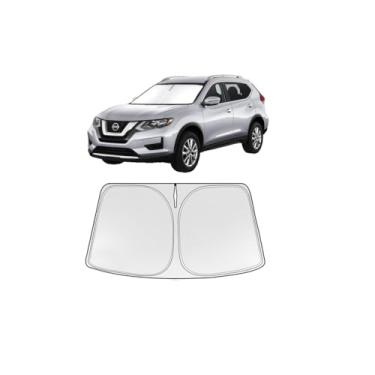 Imagem de Guarda-sol dobrável WODSTA cobertura total pára-brisas compatível com Nissan Rogue 2014-2020 4 camadas espessadas viseira de janela 240T poliéster para-brisa para-sol