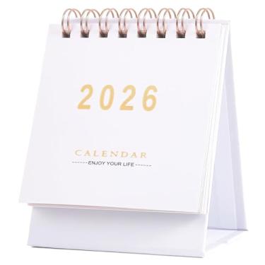 Imagem de Mini calendário de mesa 2025-2026 - Funciona de julho de 2025 a dezembro de 2026, calendário de mesa pequeno, 250 g/m², encadernação de fio duplo de papel grosso para escritório em casa, escola