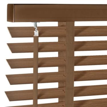 Imagem de Persiana de madeira sem fio de 5 cm para janelas internas, venezianas horizontais com filtragem de luz, fácil de instalar para janelas internas de casa nogueira 76 cm L x 122 cm A