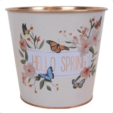 Imagem de Cachepot Metal Arranjo de Flores 13cm Vaso Planta Artificial