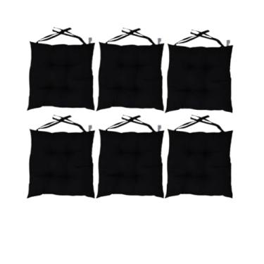 Imagem de 6 Almofadas/Assento ou encosto Para Cadeira Futon 40x40 cm(Preto)