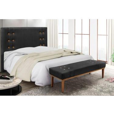 Imagem de Cabeceira Cama Box King 195cm e Recamier Gênova Veludo Preto S04 - D'R