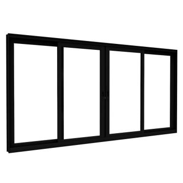 Imagem de Janela de Alumino de Correr Central 4 Folhas 100x200cm Lucasa Eccellente Preto