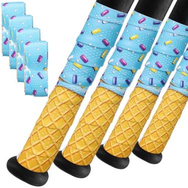 Imagem de Simgoing Pacote com 4 fitas para taco de beisebol e softball, fita adesiva de 1,1 mm para sorvete, desempenho em todos os climas, alças multiesportivas ajustáveis e antiderrapantes para presentes de