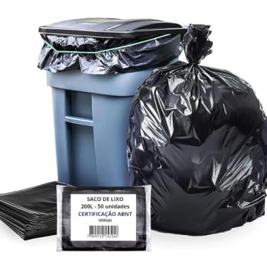 Imagem de Saco de Lixo Reforçado padrão ABNT Fundo Resistente Uso Profissional e Residencial (200 Litros c/50)