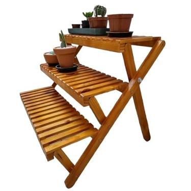 Imagem de Floreira para vasos de Flores Decorativa Jardim Vertical estante Multiuso em Madeira Pinus Natural(VERNIZ MOGNO)