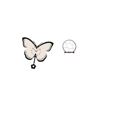 Imagem de Fenteer Relógio de Parede de Acrílico Borboleta para Escritório, Sala de Jantar, Quarto Infantil, Casa de Fazenda com Suporte de Madeira, Decoração para Casa,