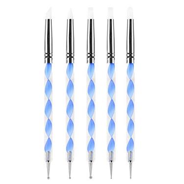 Imagem de Conjunto profissional de ferramentas de escultura em argila de cabeça dupla, caneta pincel pontilhadora de silicone acrílico de alta qualidade para arte em unhas, artesanato em (Azul escuro)