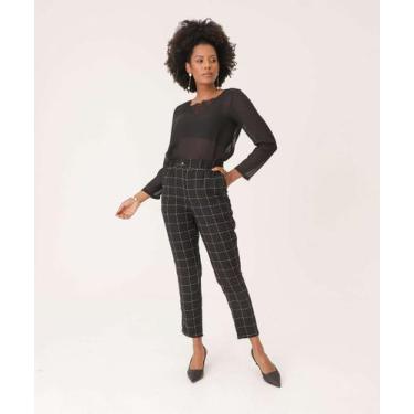 Imagem de Calça Feminina Reta Quadriculada Comfy Marisa-72904, Preto, M