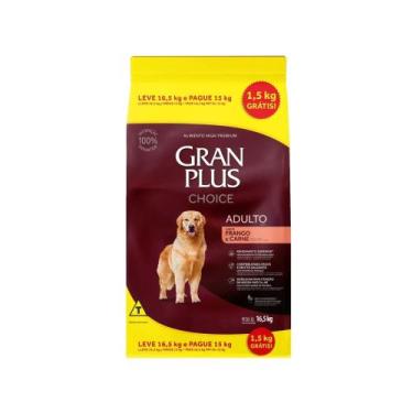 Imagem de Ração Gran Plus Cães Choice Adultos Frango e Carne Bônus Bag 16,5kg - 