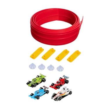 Imagem de MERIGLARE Pista de corrida flexível para carrinhos de metal fundido, 4,88 m de comprimento, leve, para montar você mesmo, ideal para crianças de 3 a 8 anos, Vermelho