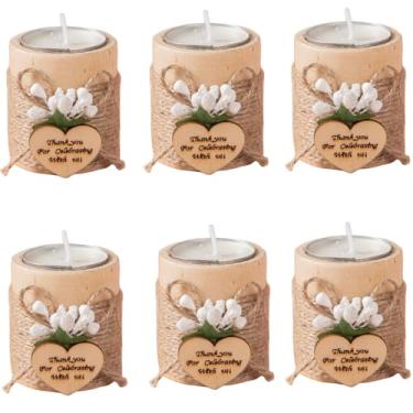 Imagem de ULTWAT Decorações de casamento castiçais de madeira Tealight 6/12 peças lembrancinhas de festa de casamento a granel para convidados Mesa cilíndrica de madeira centro de mesa chá de panela chá de bebê