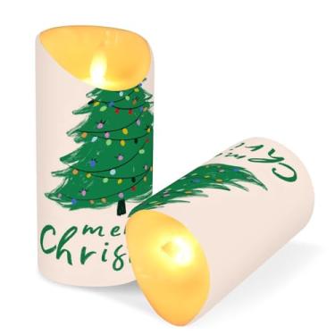 Imagem de ATTX Pacote com 2 velas coloridas para árvore de Natal – Velas LED de 7,6 cm x 15 cm com controle remoto e temporizador para casa, casamento, decoração de acampamento #288