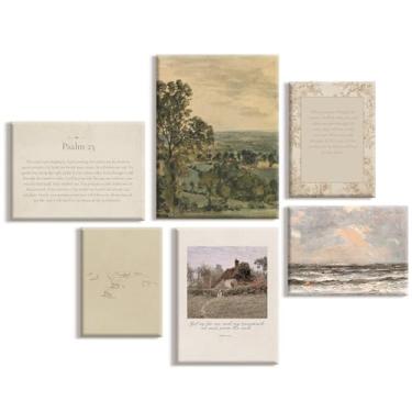 Imagem de Ylmekx Decoração de parede vintage cristã versículos bíblicos tela arte de parede escrituras pôster religioso Jesus paisagem imagens cristãs tela embrulhada para sala de estar quarto 30,5 x 40,6 cm