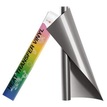 Imagem de HTVRONT Rolo de vinil refletivo HTV - Vinil refletivo de transferência de calor de 30,5 cm x 2,4 m para camisetas, ferro refletivo em vinil compatível com máquina de corte Cricut (cinza escuro)
