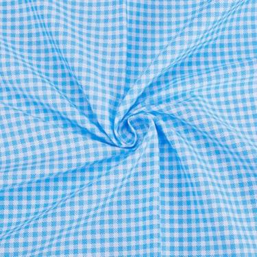 Imagem de PLIGREAT Tecido de algodão azul 1,1 jarda, 150 cm de largura, grade azul, pré-cortados, acessórios para cortinas, vestuário, bricolage, artesanato, patchwork, costura, decoração de casa