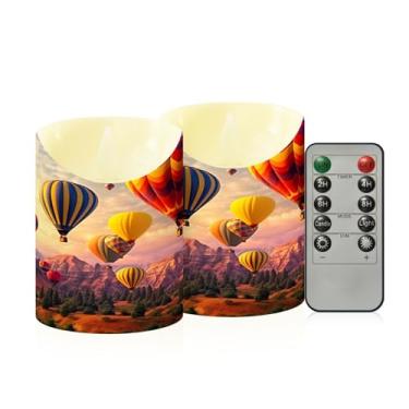 Imagem de Wassud Balões de ar quente voando velas sem chama com controle remoto, velas realistas cintilantes com temporizador, velas decorativas para Natal, casamento, festa, decoração de casa pequena
