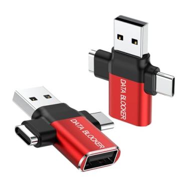 Imagem de BUISAMG Adaptador USB para USB C, adaptador USB C para USB, adaptador 2 em 1 USB A para C para iPhone 17 16 15, iPad, MacBook, conversor Thunderbolt 4, para Mac iWatch 11 10, pacote com 3 (vermelho)