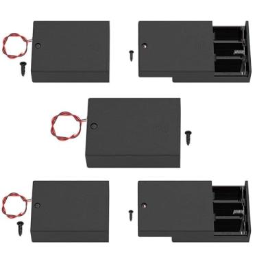 Imagem de JWISLAND (Pacote com 5 suportes de 3 pilhas AA com interruptor, 3 x 1,5 V AA suporte de bateria com fios condutores e interruptor ON/Off