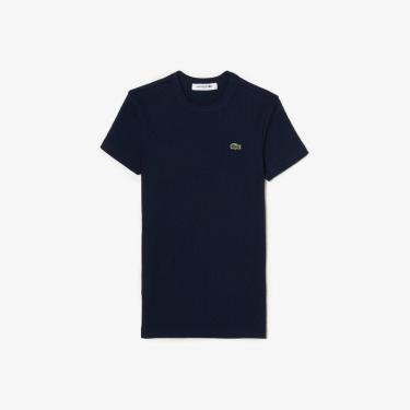 Imagem de Camiseta Lacoste Algodão Canelada com Caimento Ajustado Feminina-Feminino